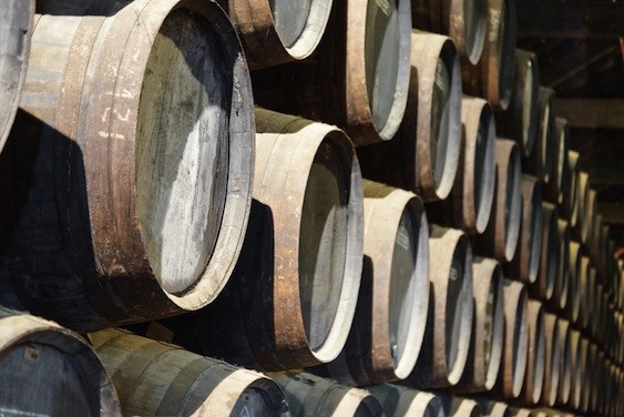 The whiskey barrels impart many different flavors from traditional wine barrels.
