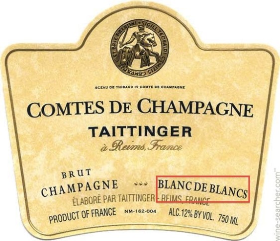 When a champagne is labeled "blanc de blancs," it means that it's made from Chardonnay.